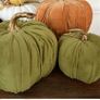 Pair of Green Velvet Pumpkins Image 2