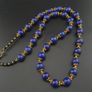 Vintage Blue Lapis Lazuli & Brass Beads Gemstone Necklace Image 7