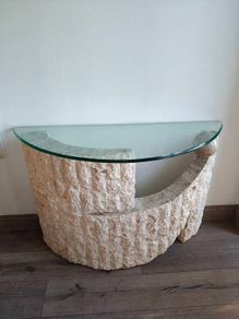 Unique Stone & Glass Hall / Console Table
