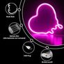 NEW SALE | Heart Neon Signs, Pink Heart Neon Lamp Pink LED Neon Lights Night Light for Bedroom USB/Battery Operated Heart Night Lights for Wall Home Kids' Room Birthday Party Bar Decor Best Gifts Image 6