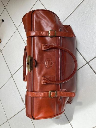 Genuine Leather Large Brown Holdall