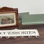 Vintage Shabby-Chic Wall Organizer Set, Accessory Hook Rack + 2 Sage Metal Shelf Image 2