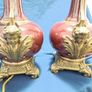 2 porcelain oxblood Red lamps vintage Image 8