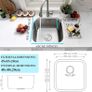 Undermount Single Bowl, 46/46cm Large Kitchen Sink Workstation, T304 Stainless Steel Kitchen Sink with Drain Assembly and Removable Strainer for Easy Cleaning Brushed Image 4