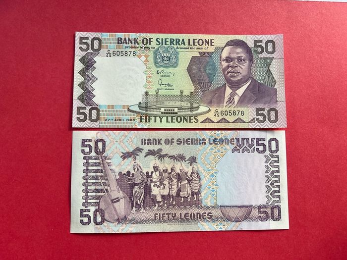 Sierra Leone  50 Leones. 1989   ( uncirculated )