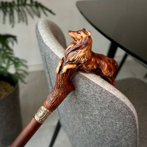Unique Handmade Walking Stick, Collie Handle, Never Used