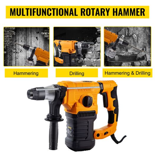 1050W Rotary Hammer Drill Max Drilling 26mm SDS Plus Demolition Jackhammer Breaker 4in1 Electric Wood Concrete Perforator