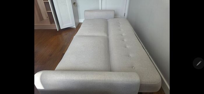 3 Seater Sofa Bed Light Grey Fabric Excellent Condition