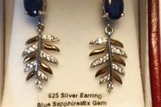 Natural Sapphire Sterling Silver 2 in 1 Stud/Drop Earrings