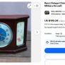 Antique Chinese table clock in a wooden case Image 8