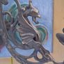 2 X Victorian Hanging Mahogany Wall Panels with Brass Dragon Sconces Image 8