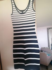 Mango black white dress medium UK 10