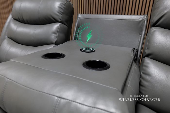 Roma Leather Wireless Charging Recliner Sofa Set