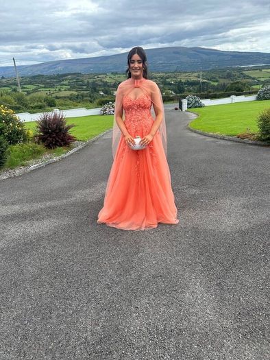 Danis Closet Orange Coral Debs Prom Dress Size 8