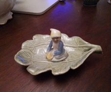 Shamrock Leprechaun on a Leaf Trinket Dish
