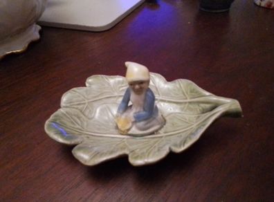 Shamrock Leprechaun on a Leaf Trinket Dish