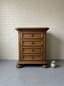 20th Century Dutch Oak Brutalist Tallboy or Chest of Drawers