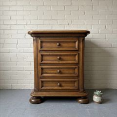 20th Century Dutch Oak Brutalist Tallboy or Chest of Drawers
