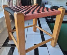 Vintage MidCentury  woven foot Stool