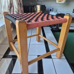 Vintage MidCentury  woven foot Stool
