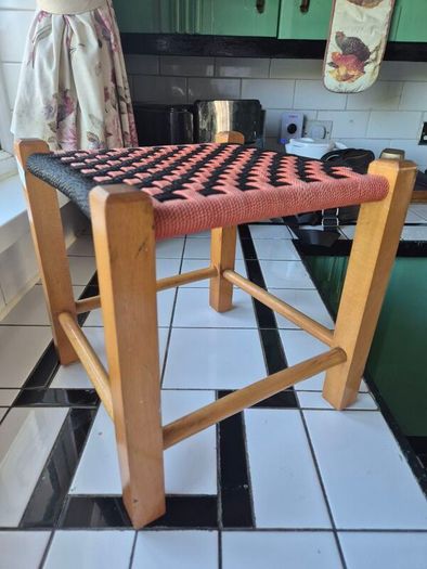 Vintage MidCentury  woven foot Stool