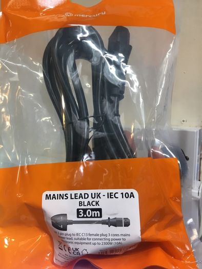 Plug to IEC Power Lead Black 3 Meter