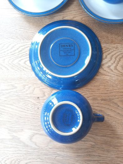 Denby Imperial Blue Cups & Saucers x 3 Unused