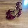 high hill platformed velvet sandals Image 2
