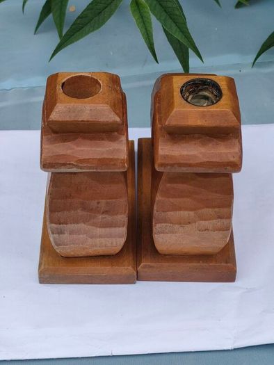 Vintage Hand carved Norwegian candlesticks