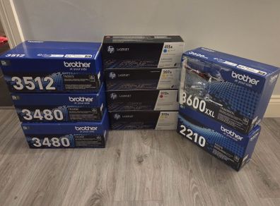 Printer Toners x 9 - HP & Brother