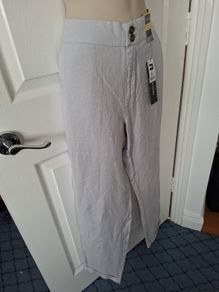 NWT Light Grey Linen blend Trousers Size 10