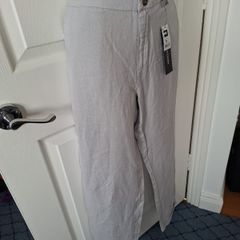 NWT Light Grey Linen blend Trousers Size 10