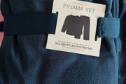 large navy fleece pyjama set top and bottom
