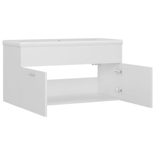 Sink Cabinet with Built-in Basin White Chipboard