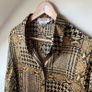 Vintage JAEGER 100% Silk Patchwork Blouse Houndstooth & Snakeskin Print L Image 3