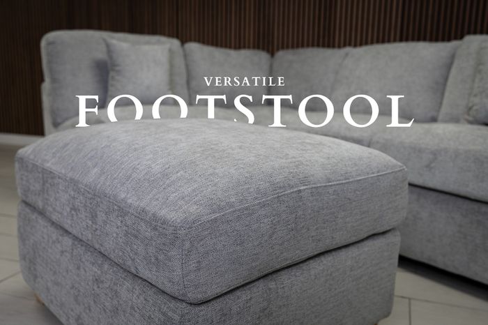 Emme Corner L Shape Grey Fabric Sofa + Footstool