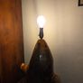 Large Hand Carved Wooden Tree Trunk Lamp - Working Image 2