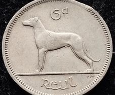 [#358] - Ireland 1964 | MINT ERROR | Irish 6p | Six Pence | Wolfhound | KM.13a