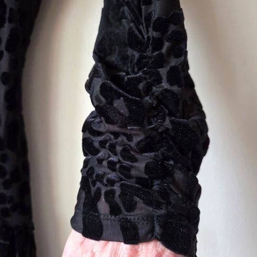 Marks and Spencer Black Leopard Velour-feel Midi Dress, Size 10