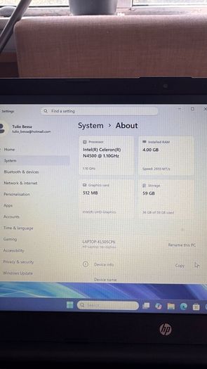 HP Notebook Intel Celeron 1.1ghz 4gb ram 60gb storage