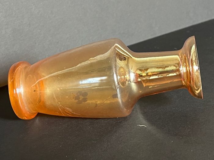 Vintage Amber Carnival Glass  Vase PRICE DROP