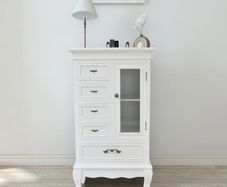 Cabinet with 5 Drawers 2 Shelves White