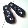 Black and Pink Flip-Flops with Diamantes;- Size 4 Image 3