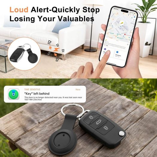 Air Tracker Tags-4 Pack, Bluetooth Tracker Works with Apple Find My APP (iOS Only), Smart Tag with Protective Case, Keys Finder and Item Finder for Luggage, Backpack, Suitcases, Replaceable Battery
