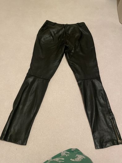 Ladies black real leather trousers Size 12