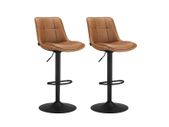 Set of 2 Bar stools with Backrest high quality PU leather