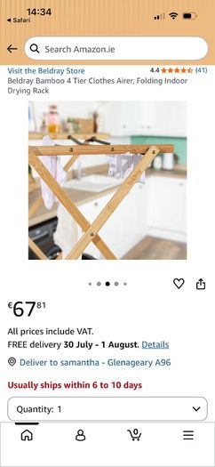 New in packaging Beldray 4 tier bamboo clothes airer