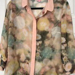 Ted Baker London Semi Sheer Floral Blouse - Size 3 (UK 12)