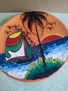 Lovely Terracotta Hanging Wall Plate. 21 Cm. Diameter