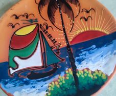 Lovely Terracotta Hanging Wall Plate. 21 Cm. Diameter